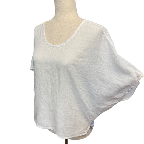 Sigrid Olsen 100% Linen Dolman Sleeve Boxy Top. White Size Medium #1519 - Picture 2 of 8